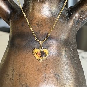 1928 Jewelry Rose Flower Heart Necklace